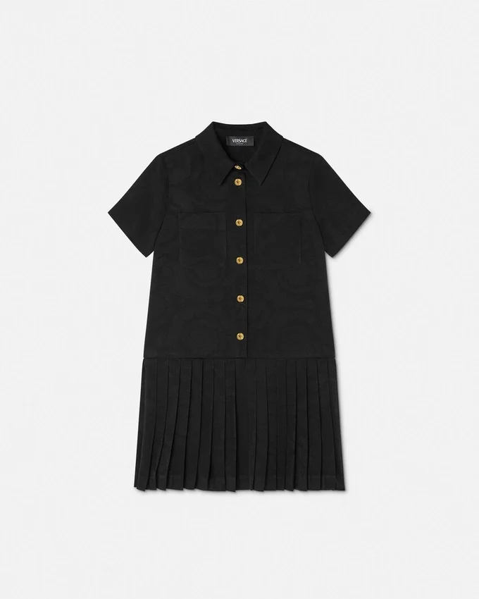 Kids Jacquard Satin Pleated Shirt Dress Kids Jacquard Satin Pleated Shirt Dress