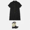 Kids Jacquard Satin Pleated Shirt Dress Kids Jacquard Satin Pleated Shirt Dress