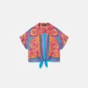 Kids Printed Silk Twill Crop Shirt Kids Printed Silk Twill Crop Shirt