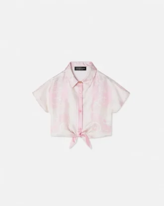 Kids Printed Silk Twill Crop Shirt