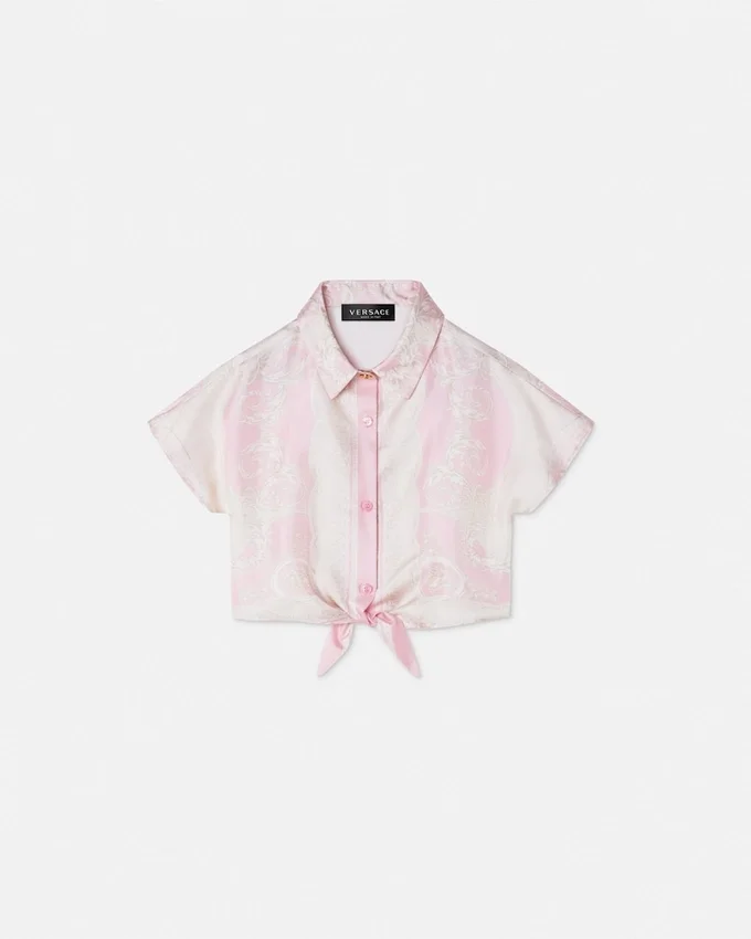 Kids Printed Silk Twill Crop Shirt Kids Printed Silk Twill Crop Shirt