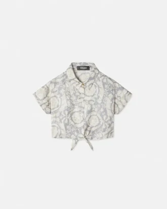 Kids Printed Silk Twill Crop Shirt