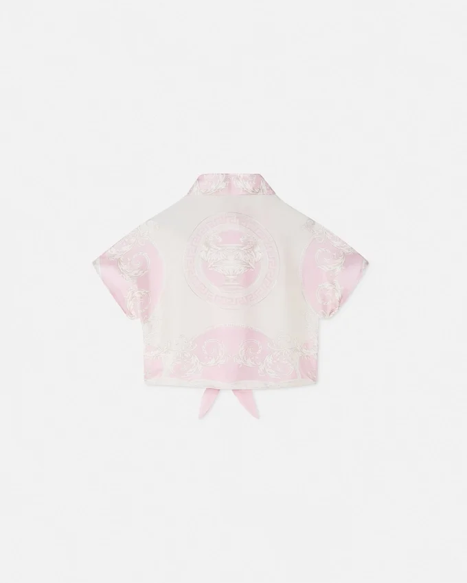 Kids Printed Silk Twill Crop Shirt Kids Printed Silk Twill Crop Shirt