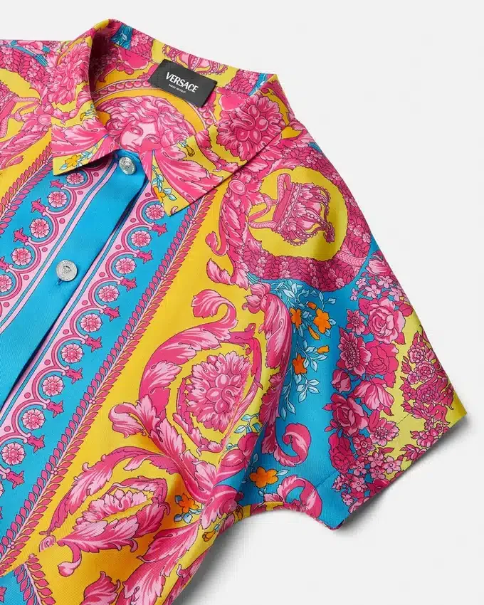 Kids Printed Silk Twill Crop Shirt Kids Printed Silk Twill Crop Shirt
