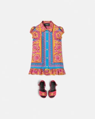 Kids Printed Silk Twill Dress