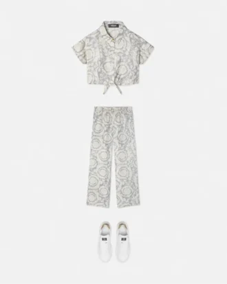 Kids Printed Silk Twill Pants
