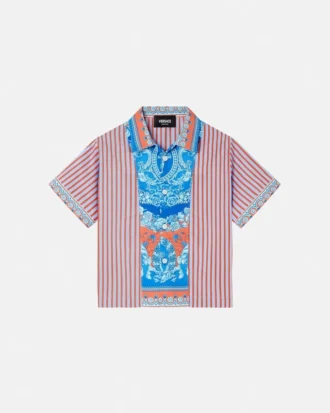 Kids Printed Striped Cotton-Poplin Shirt