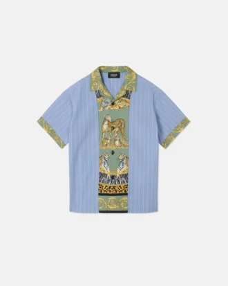 Kids Printed Striped Cotton-Poplin Shirt