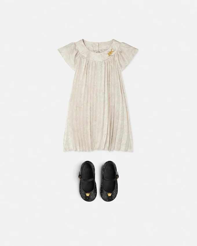 Kids Printed Twill Pleated Dress Kids Printed Twill Pleated Dress
