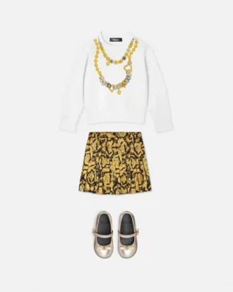 Kids Printed Twill Pleated Skirt