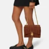 Kleio Quilted Suede Shoulder Bag Kleio Quilted Suede Shoulder Bag