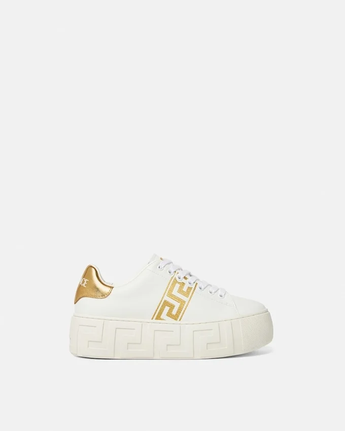 La Greca Embroidered Platform Sneakers La Greca Embroidered Platform Sneakers