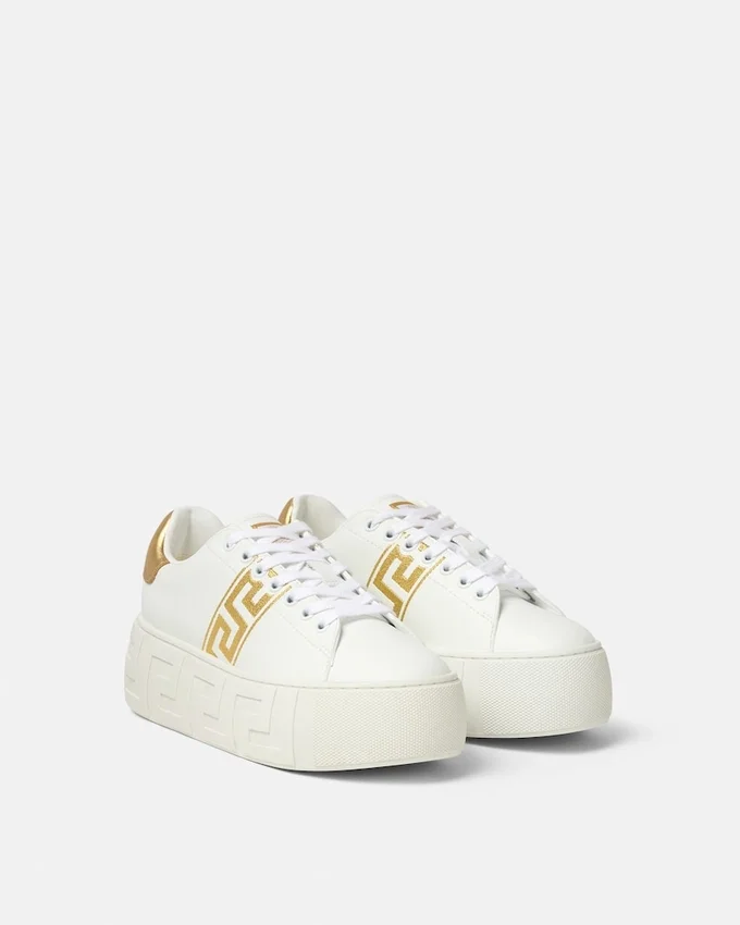 La Greca Embroidered Platform Sneakers La Greca Embroidered Platform Sneakers