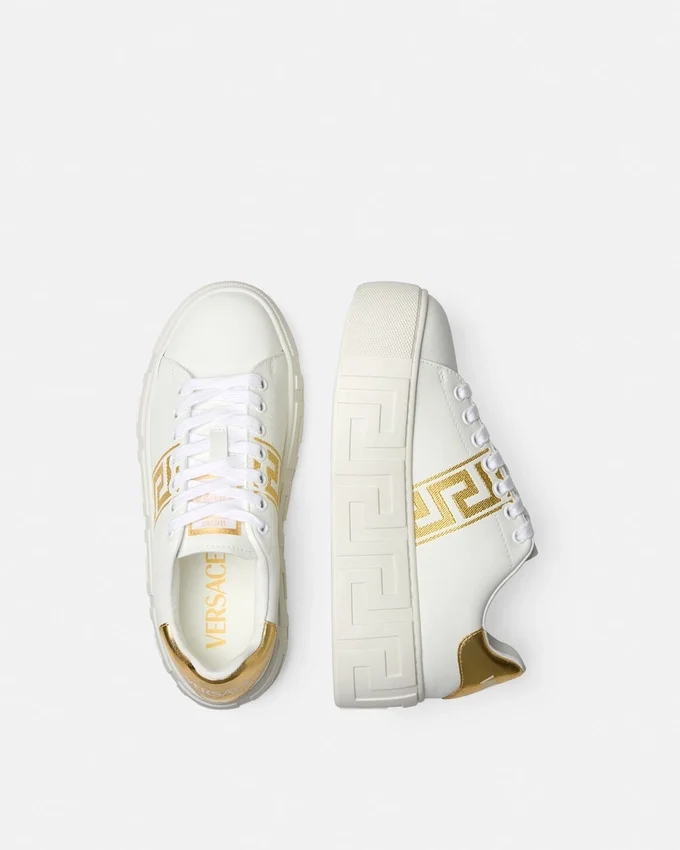La Greca Embroidered Platform Sneakers La Greca Embroidered Platform Sneakers