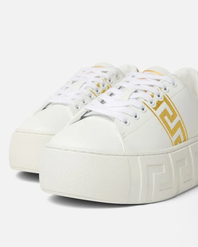 La Greca Embroidered Platform Sneakers La Greca Embroidered Platform Sneakers
