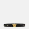 La Medusa Embellished Leather Belt 4 cm La Medusa Embellished Leather Belt 4 cm