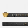 La Medusa Embellished Leather Belt 4 cm La Medusa Embellished Leather Belt 4 cm