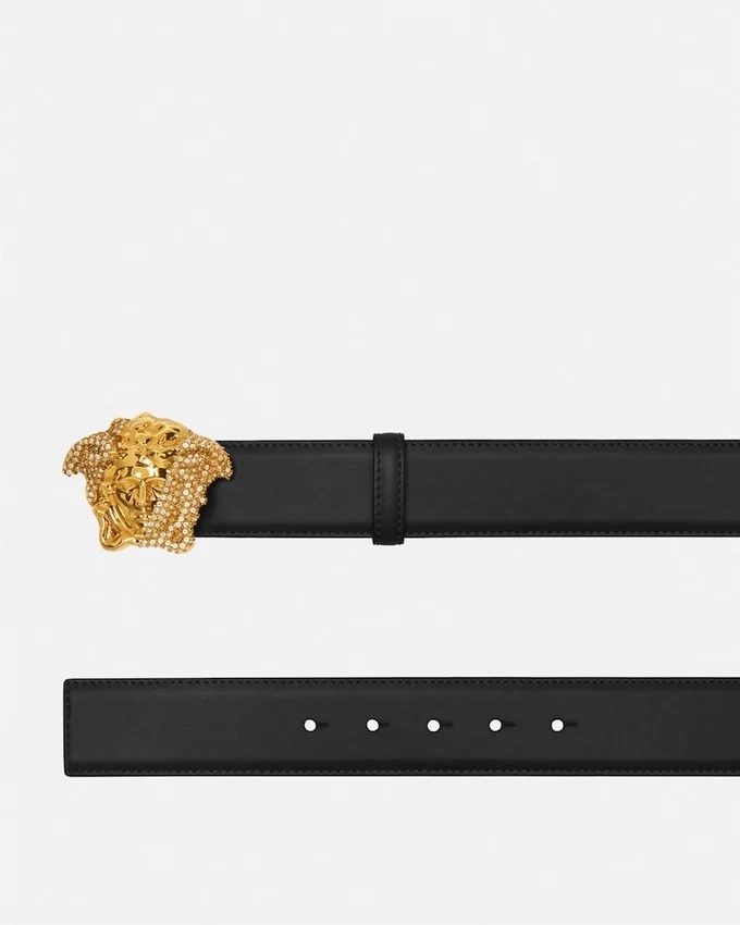 La Medusa Embellished Leather Belt 4 cm La Medusa Embellished Leather Belt 4 cm
