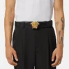 La Medusa Embellished Leather Belt 4 cm La Medusa Embellished Leather Belt 4 cm
