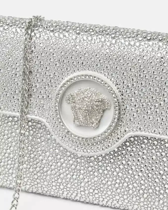 La Medusa Embellished Satin Clutch La Medusa Embellished Satin Clutch