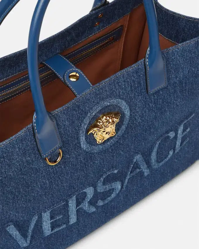 La Medusa Large Denim Tote La Medusa Large Denim Tote