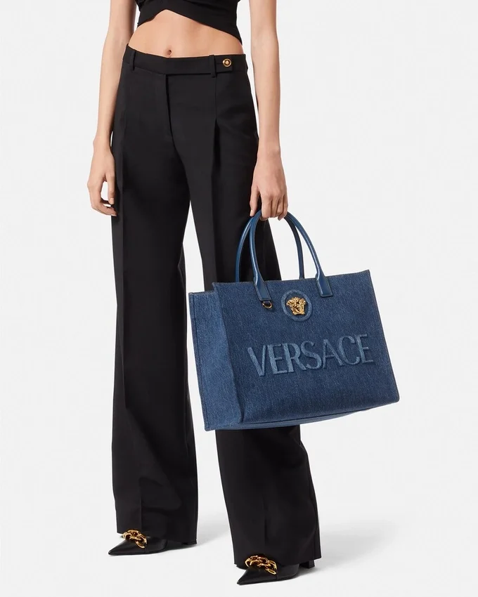 La Medusa Large Denim Tote La Medusa Large Denim Tote