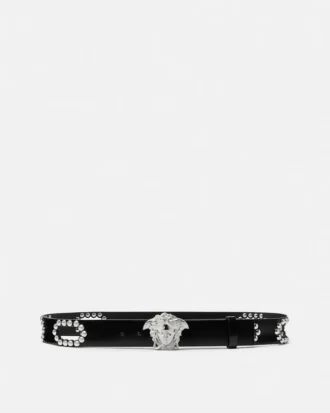 La Medusa Studded Leather Belt 4 cm