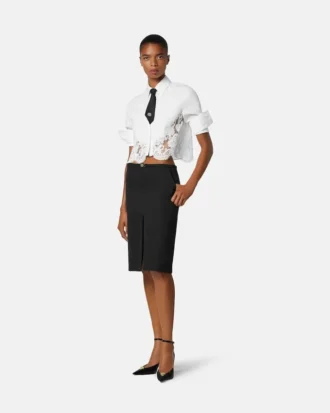 Lace-Trim Cotton-Poplin Shirt