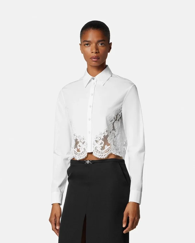 Lace-Trim Cotton-Poplin Shirt Lace-Trim Cotton-Poplin Shirt