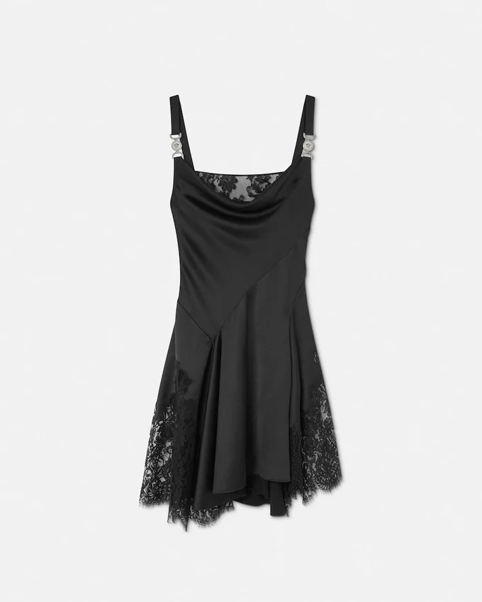 Lace-Trim Satin Mini Dress Lace-Trim Satin Mini Dress