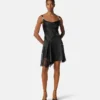 Lace-Trim Satin Mini Dress Lace-Trim Satin Mini Dress