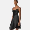 Lace-Trim Satin Mini Dress Lace-Trim Satin Mini Dress