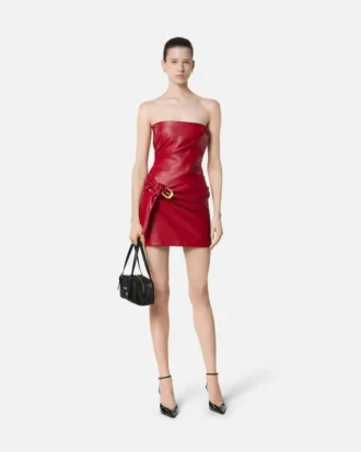 Leather Strapless Mini Dress