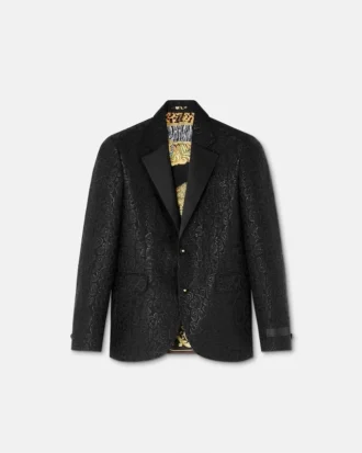 Leopard Jacquard Single-Breasted Blazer