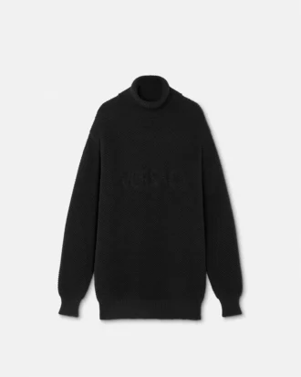 Logo Knit Long Turtleneck Sweater