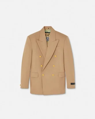 M&eacute;lange Wool Double-Breasted Blazer