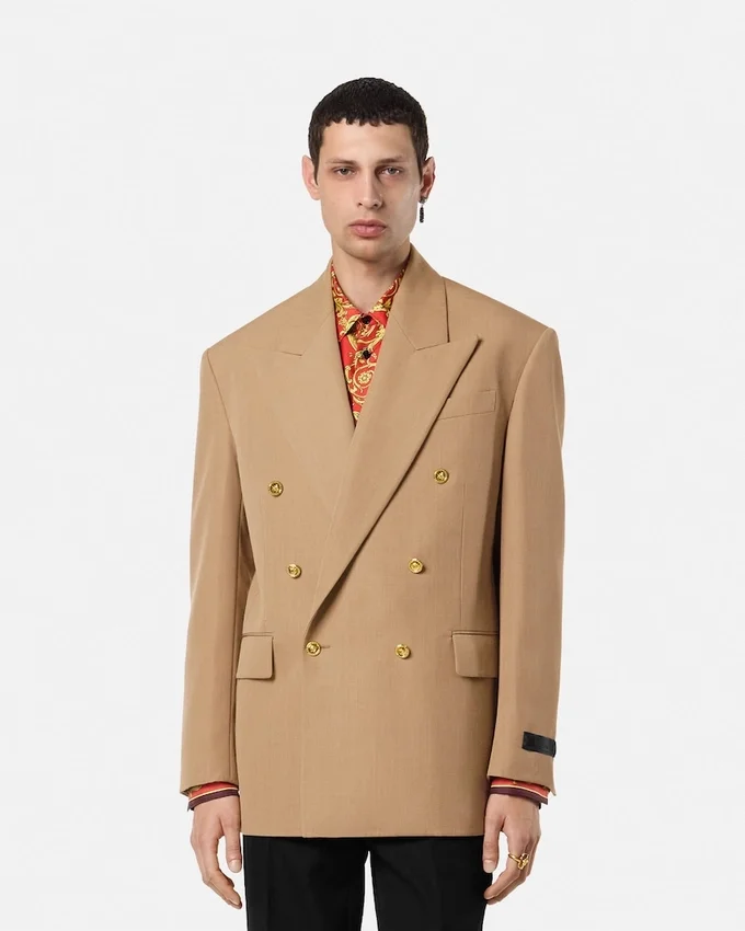Mélange Wool Double-Breasted Blazer Mélange Wool Double-Breasted Blazer