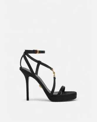 Medusa ’95 Embellished Satin Sandals 115 mm