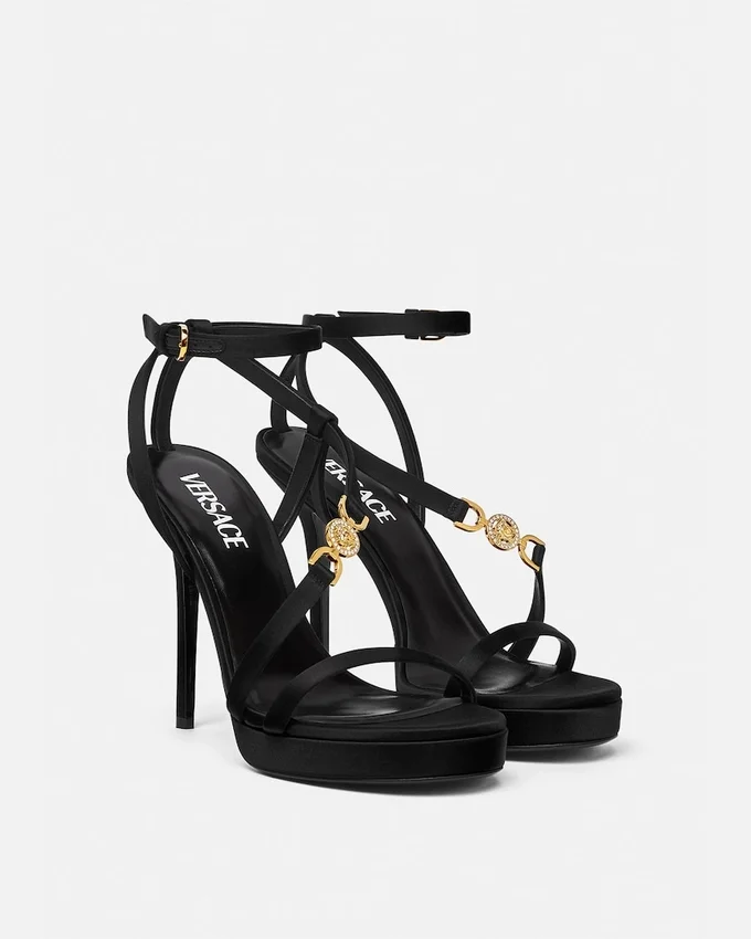 Medusa ’95 Embellished Satin Sandals 115 mm Medusa ’95 Embellished Satin Sandals 115 mm