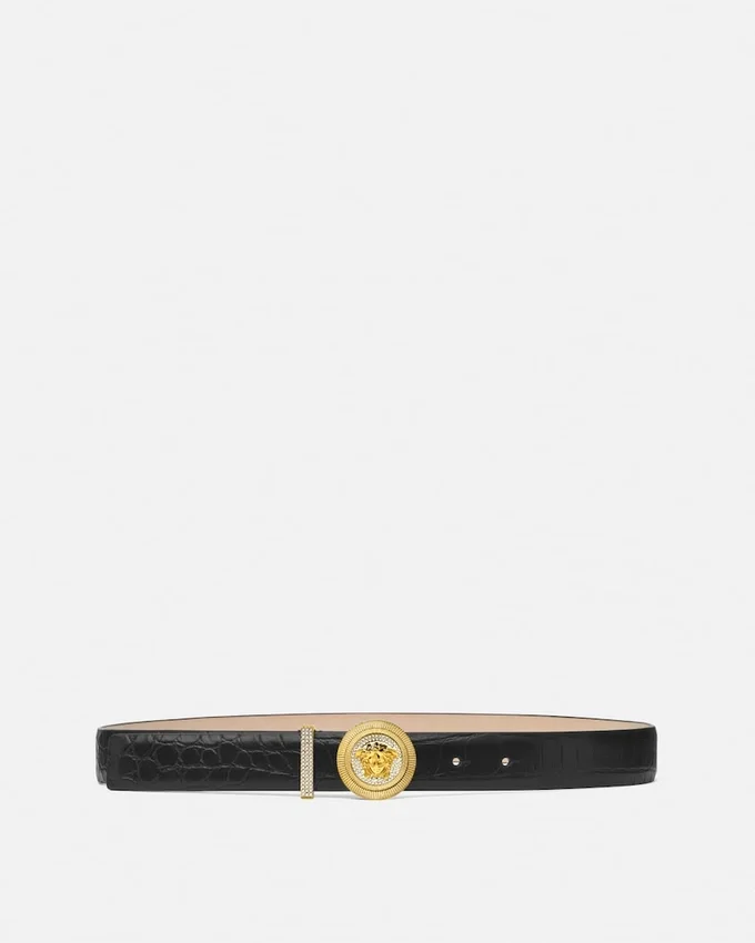 Medusa Biggie Embellished Croc-Effect Belt 3 cm Medusa Biggie Embellished Croc-Effect Belt 3 cm