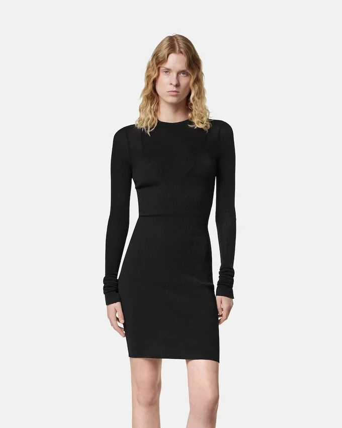 Merino Wool Fitted Knit Mini Dress Merino Wool Fitted Knit Mini Dress