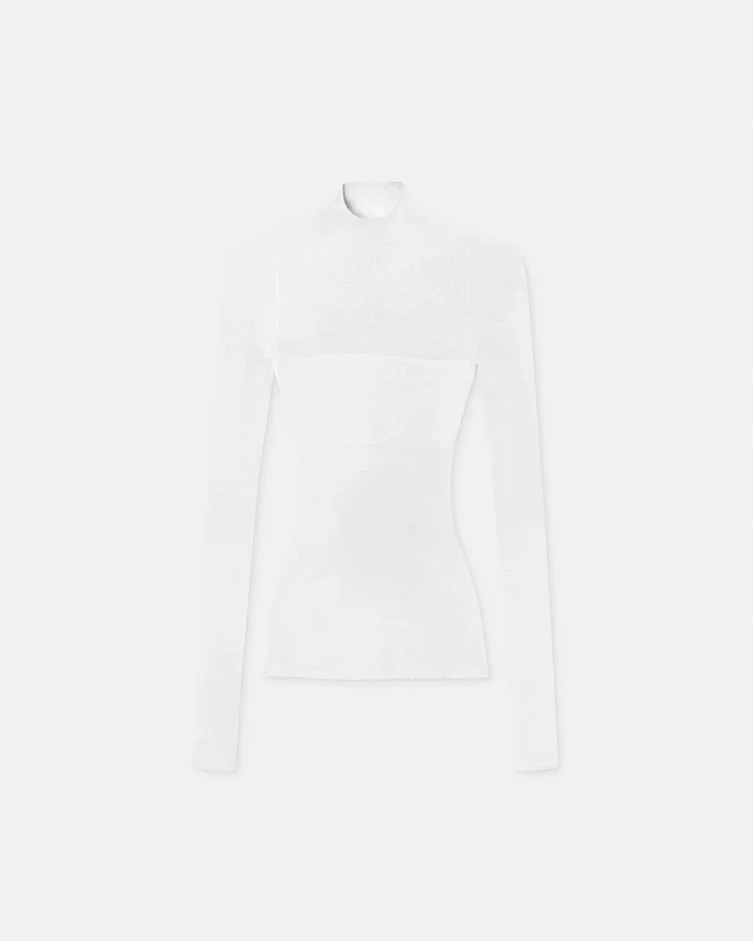 Merino Wool Fitted Ribbed Knit Top Merino Wool Fitted Ribbed Knit Top