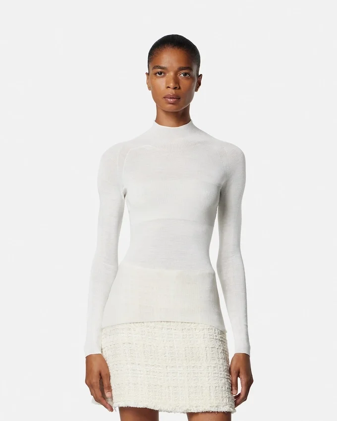 Merino Wool Fitted Ribbed Knit Top Merino Wool Fitted Ribbed Knit Top