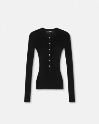 Merino Wool Ribbed Knit Henley Top Merino Wool Ribbed Knit Henley Top
