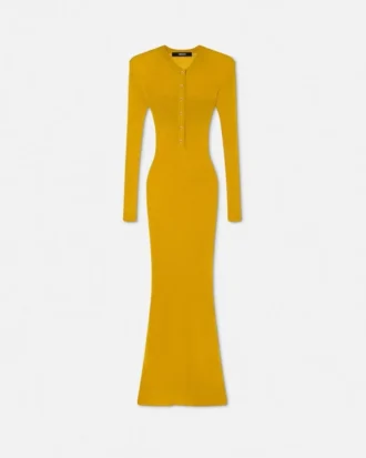 Merino Wool Ribbed Knit Maxi Dress