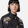 Metal Mesh Denim Trucker Jacket