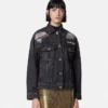 Metal Mesh Denim Trucker Jacket