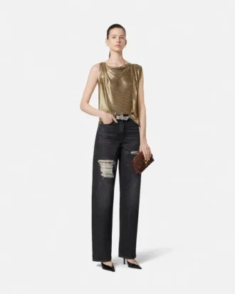 Metal Mesh Regular-Fit Jeans