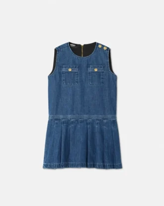 Pleated Denim Kids Dress