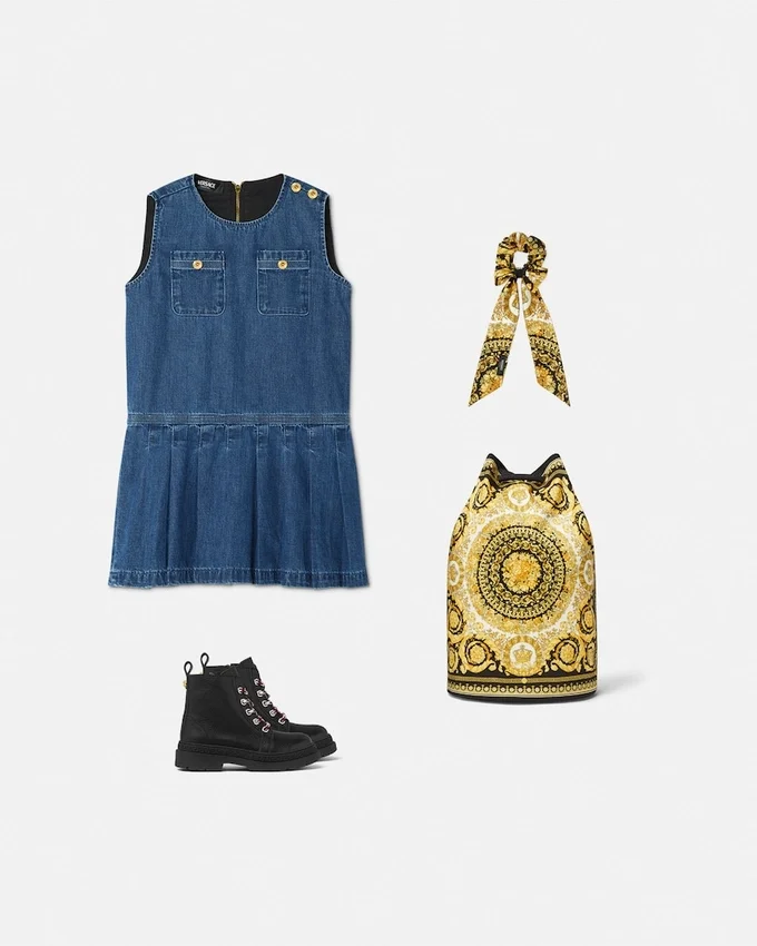 Pleated Denim Kids Dress Pleated Denim Kids Dress